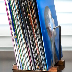 Optage Audio 35 LP Vinyl Record Storage Holder, Solid Walnut Wood Record Holder for Albums, Now Playing Record Props for Record Storage, Vinyl Record Holder Rack, Vinyl Storage & Vinyl Stand