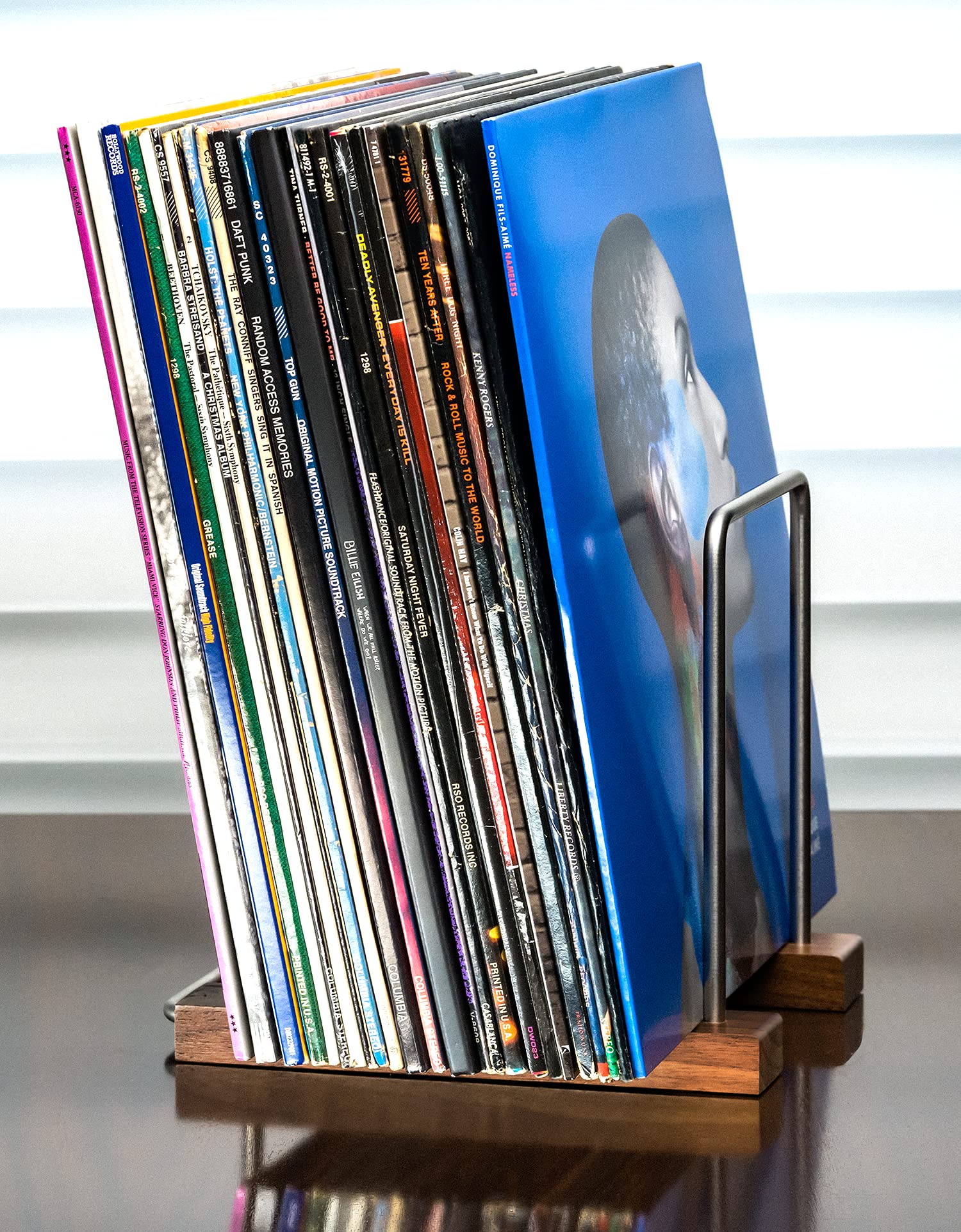 Optage Audio 35 LP Vinyl Record Storage Holder, Solid Walnut Wood Record Holder for Albums, Now Playing Record Props for Record Storage, Vinyl Record Holder Rack, Vinyl Storage & Vinyl Stand