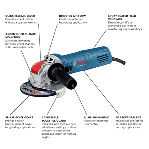 Bosch GWX10-45E 4-1/2 In. X-LOCK Ergonomic Angle Grinder with Bosch DBX4541P 4-1/2 In. X-LOCK Premium Segmented Diamond Blade