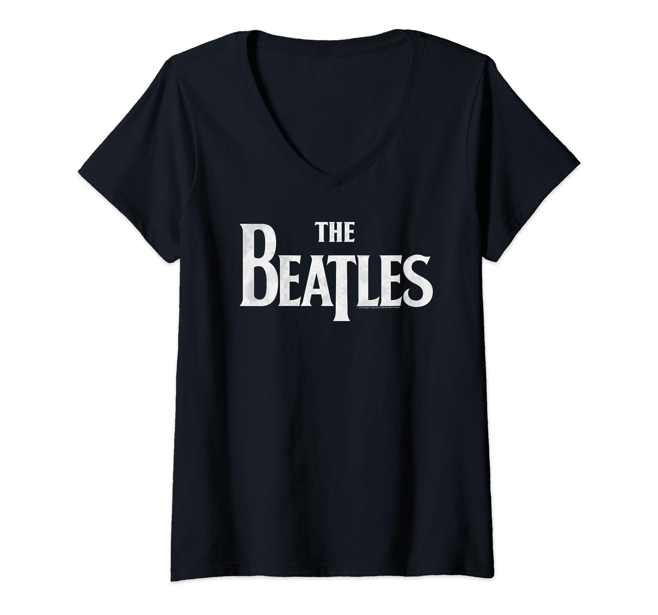 Womens The Beatles Logo V-Neck T-Shirt