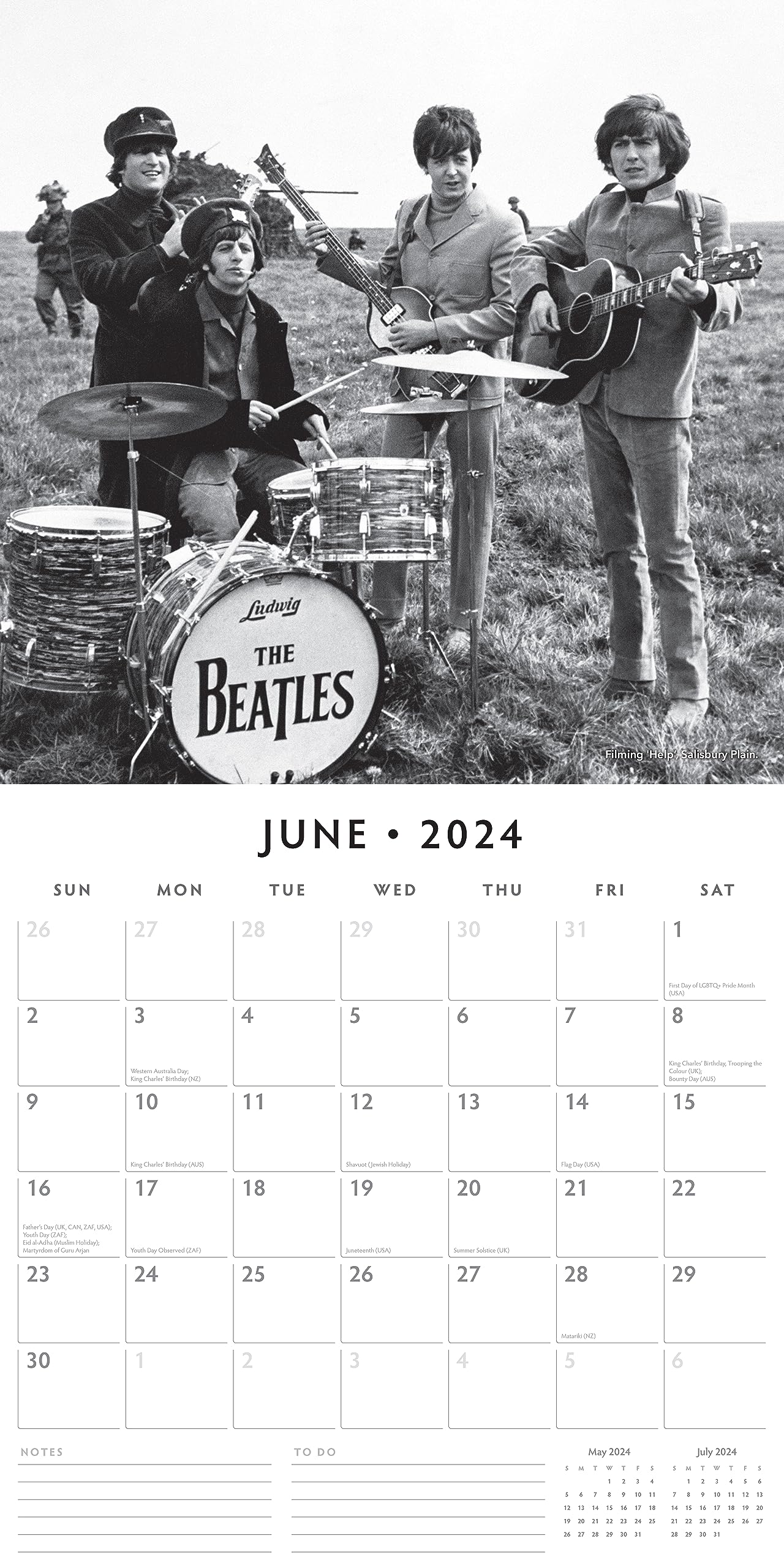2024 The Beatles Wall Calendar by Red Robin, 12 x 12