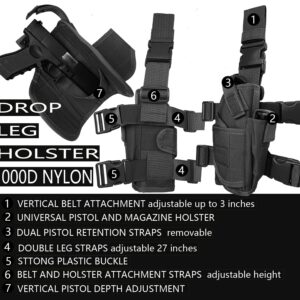 Molle Tactical Pistol Thigh Gun Holster, Drop Leg Holster, Right Hand Adjustable