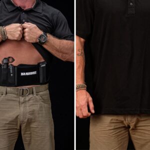 BRAVOBELT Belly Band Holster - Athletic Flex FIT for Running, Jogging, Hiking - G17-43 S&W M&P 40 Shield Bodyguard Kimber (Up to 44" Belly, Black)