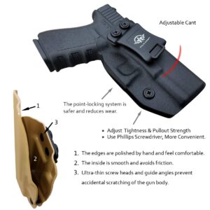 POLE.CRAFT IWB Kydex Holster Fits: Glock 19 19X 25 44 45 (Gen 1 2 3 4 5) & Glock 23 32 (Gen 3 4) Case⎜Inside Waistband Carry⎜G19 G19x G23 G25 G32 G44 G45 Holster⎜Right Hand Draw