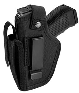 landfoxtac gun holster for pistols 9mm 380 45acp, iwb/owb concealed carry pistol holsters with mag pouch for men/women, ccw right & left hand gun holder fits glock s&w m&p sig