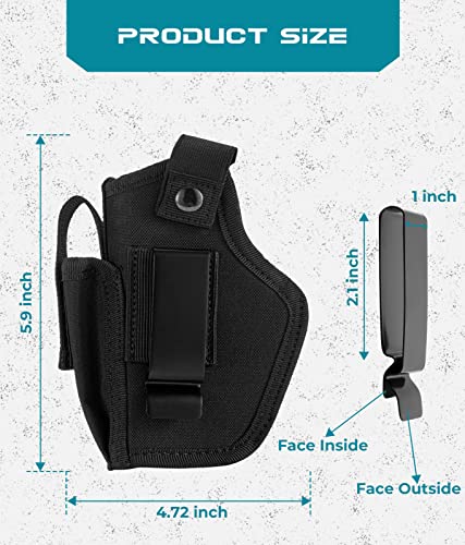 LandFoxtac Gun Holster for Pistols 9mm 380 45ACP, IWB/OWB Concealed Carry Pistol Holsters with Mag Pouch for Men/Women, CCW Right & Left Hand Gun Holder Fits Glock S&W M&P Sig