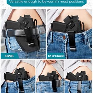 LandFoxtac Gun Holster for Pistols 9mm 380 45ACP, IWB/OWB Concealed Carry Pistol Holsters with Mag Pouch for Men/Women, CCW Right & Left Hand Gun Holder Fits Glock S&W M&P Sig