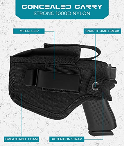 LandFoxtac Gun Holster for Pistols 9mm 380 45ACP, IWB/OWB Concealed Carry Pistol Holsters with Mag Pouch for Men/Women, CCW Right & Left Hand Gun Holder Fits Glock S&W M&P Sig