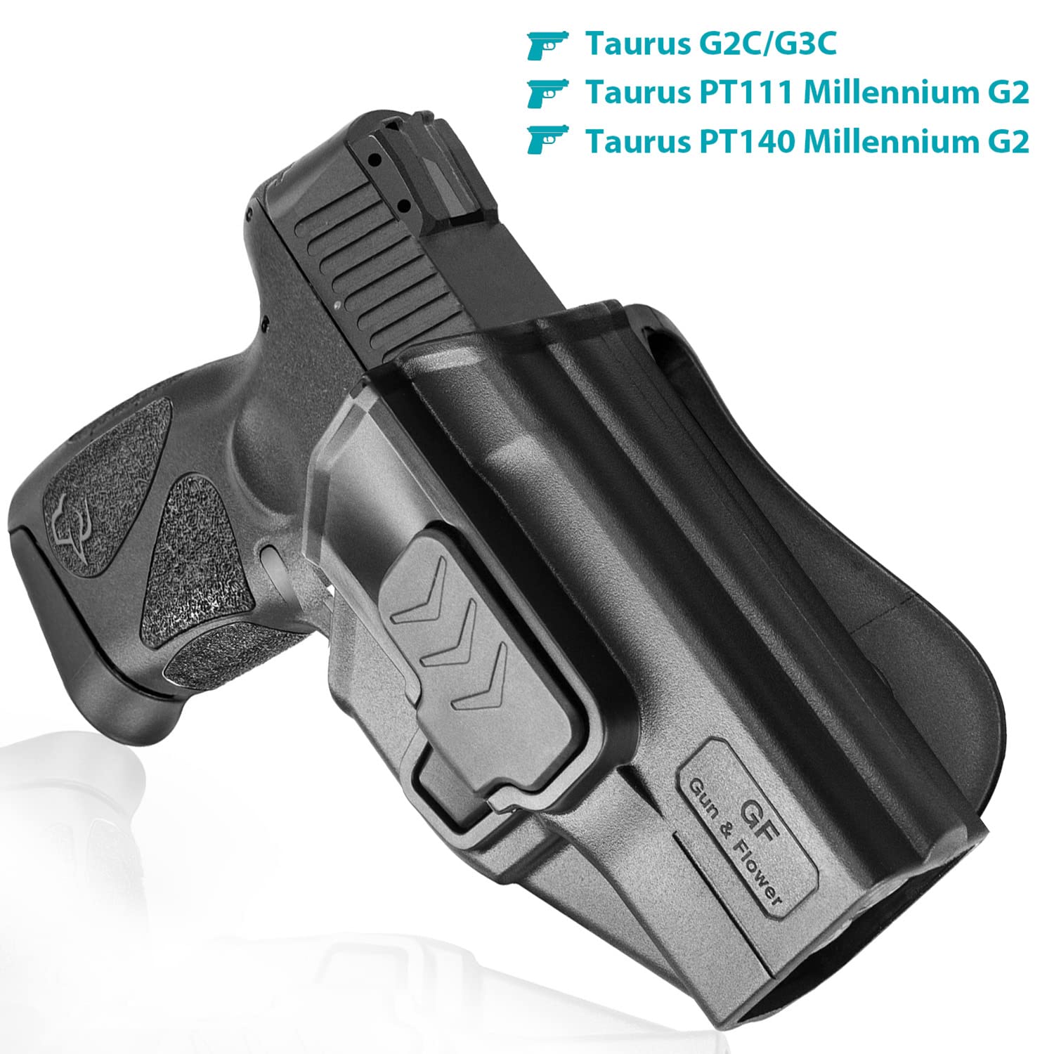 Taurus G2C Holster, OWB Holster Fits Taurus G2C/G3C, Taurus Millennium G2 PT111/PT140, Outside Waistband Carry Holster, Level II Retention Locking System, 360 Degrees Adjustable, Right Hand