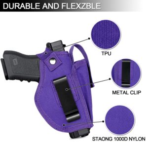 LGTFY Universal Concealed Carry Gun Holsters Right Left Hand with Mag Pouch for Men Women, IWB/OWB 380 9mm Holsters for Pistols, Fits S&W M&P Shield Glock, Similar Handguns (Purple)