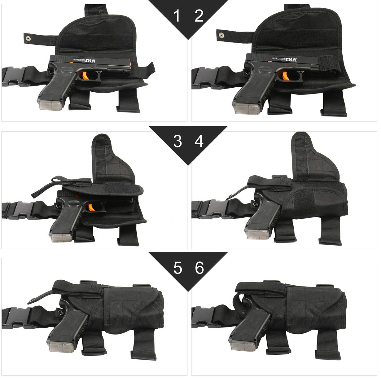 ASETIC Drop Leg Holster for Pistol- Right Handed Tactical Thigh Airsoft Pistol Holster with Magazine Pouch Adjustable Gun Holster