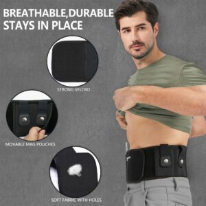 Mostcomtac Belly Band Holster for Concealed Carry - Gun Holsters for Men Women, Waist Holster for Pistols, Fit Glock, Ruger Lcp, S&W M&P 40 Shield Bodyguard, Sig Sauer, Beretta, 1911, Etc(Black S)