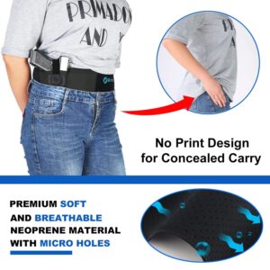 Belly Band Gun Holster for Concealed Carry - Waist Pistol Holsters for Women and Men - Fits Glock, Ruger LCP, Taurus G2C, S&W M&P 40 Shield Bodyguard, Sig Sauer, Kahr, Beretta, 1911, etc