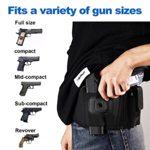 Belly Band Gun Holster for Concealed Carry - Waist Pistol Holsters for Women and Men - Fits Glock, Ruger LCP, Taurus G2C, S&W M&P 40 Shield Bodyguard, Sig Sauer, Kahr, Beretta, 1911, etc