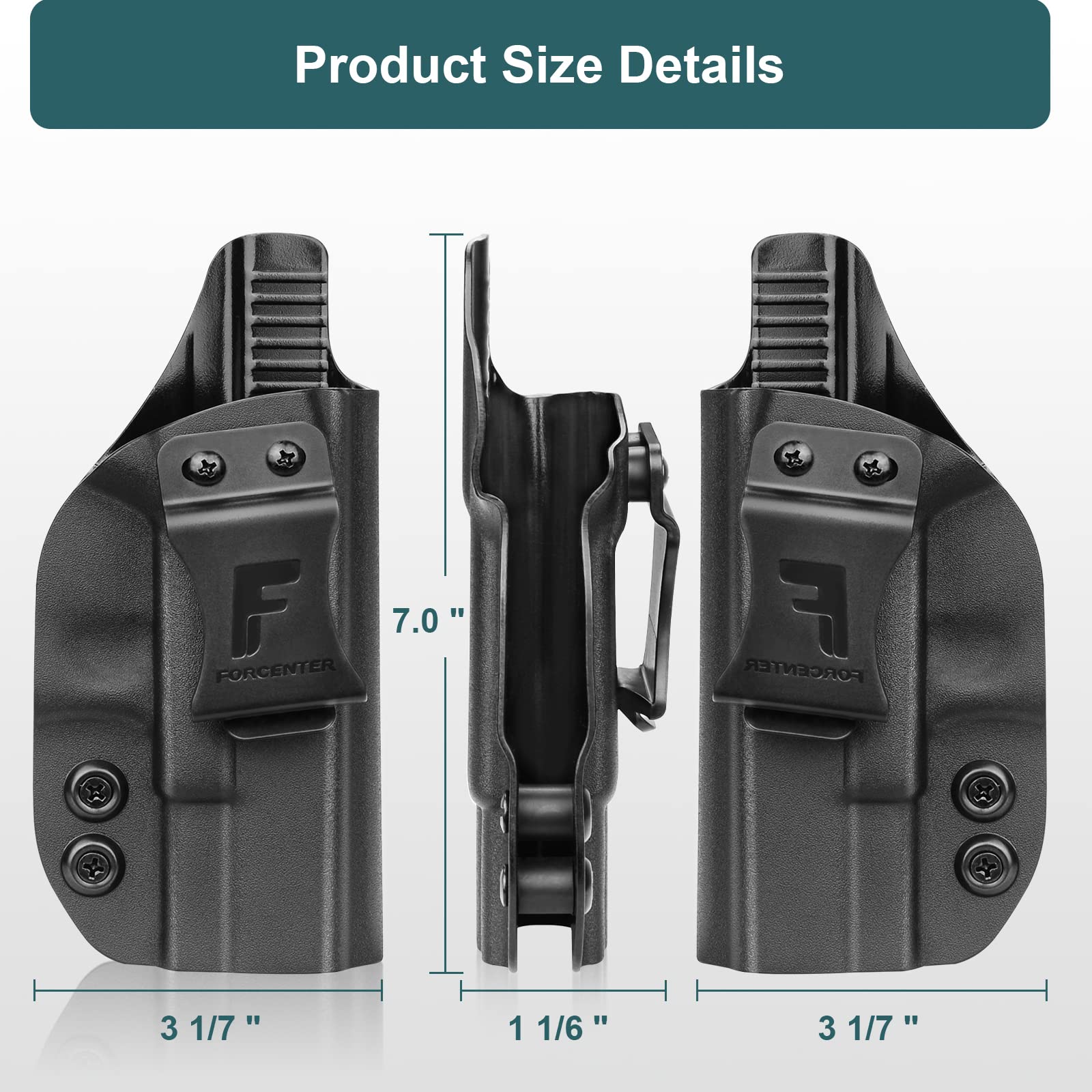 G19 Holster, IWB KYDEX Holster, Forcenter Concealed Carry Holster Compatible with Glock 19,19X,17,23,26,32,44,45 Gen (1-5) Pistol Right Hand Draw | Adjustable Cant&Tension | Comfortable | No-Scratch