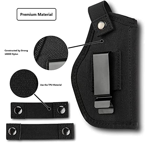 Vacod Universal Gun Holster for Concealed Carry Inside or Outside The Waistband Pistols Holsters for Right and Left Hand Draw Holster for Men/Women Fits Subcompact and Compact Handguns,Black (1)