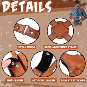 Halloween Shoulder Holster Leather Vertical Gun Holster for Concealed Carry Adjustable Vintage Gun Shoulder Holster with Magazine Pouch Western Cowboy Costume Accessories for Masquerade Party (Brown)