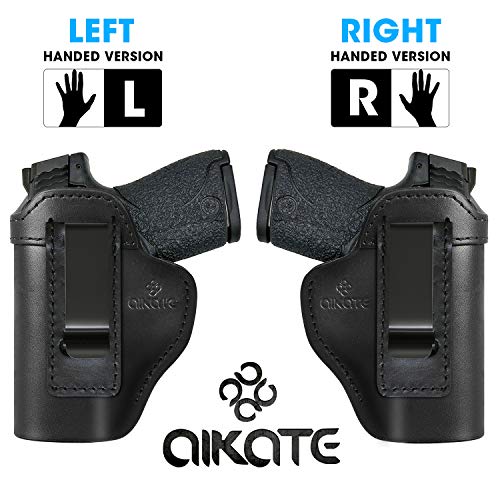 IWB Leather Holster for Concealed Carry, Inside Waistband Holsters Suitable for S&W M&P Shield, Glock 17 19 22 23 32 33 36 43, Springfield XD-S, Beretta 92FS, Sig P228 P239 Similar Handguns