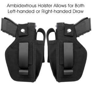 2 Pack Universal Concealed Carry Gun Holster for Women and Men, Inside or Outside The Waistband with Magazine IWB Holsters Right and Left Hand Draw Fits Subcompact Compact Full Size Pistols