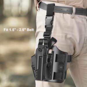 Drop Leg Holster, G19 Level II Tactical Gun Holster Leg Harness Thigh Pistol Holster for Glock 17 19 19X 23 32 44 45 GEN 1 2 3 4 5, Adjustable Duty Holster, Right Handed