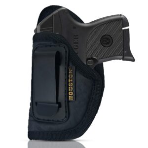 iwb gun holster by houston - eco leather concealed carry soft material | suede interior for maximum protection | fits: most small 380, keltec, ruger lcp, diamond back, small 25 & 22 cal (chp-71a-lh)