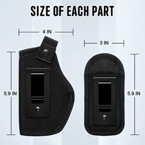 PODFAN Universal Gun Holsters for Men/Women,IWB 9mm Pistols Holster Right Left Handed,Concealed Carry,Fits S&W M&P Shield Glock 9/40 P320 17 19 26 27 42 43,Similar Handguns (Black-Right Hand)