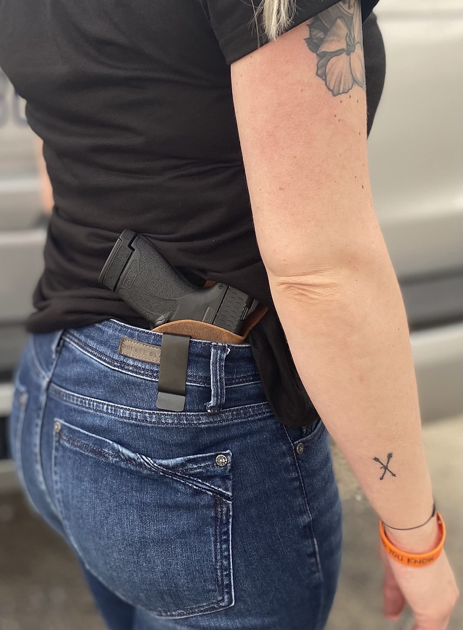 Inside The Waistband Leather Holster - Made in USA Designed for Comfort - Water Buffalo Leather- Great for Concealed Carry (Springfield Armory Hellcat)