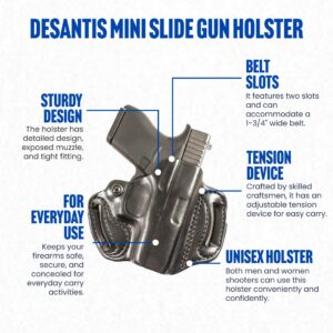 DeSantis Mini Slide Holster, Premium Gun Holster, Made of Premium Saddle Leather, Fits Glock 43, Glock 43X, Glock 48, Adjustable Tension Device, Right-Hand Draw, Black