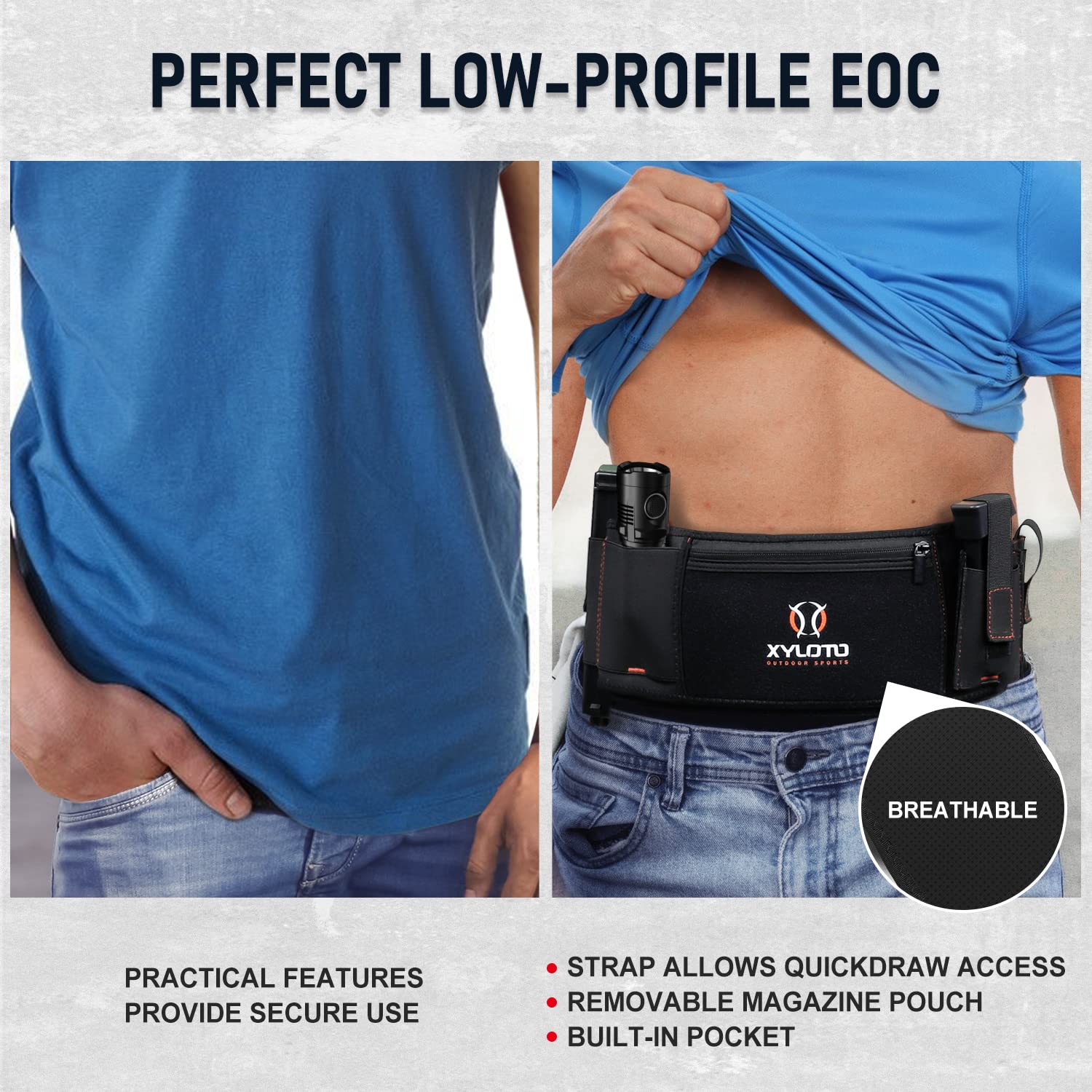 Belly Band Holster for Concealed Carry-Gun Holster for Women & Men Compatible Glock, Smith Wesson, Taurus, More-Breathable Neoprene Waistband Holster for Most Pistols and Revolvers by XYLOTO