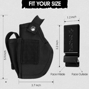2 PACK Upgrade Universal Gun Holster for Men Women, Concealed Carry IWB OWB Pistols Holsters with Magazine Pouch Right and Left Hand Draw Fits S&W M&P Shield 9MM 380 Glock 17 19 26 43 Similar Handguns