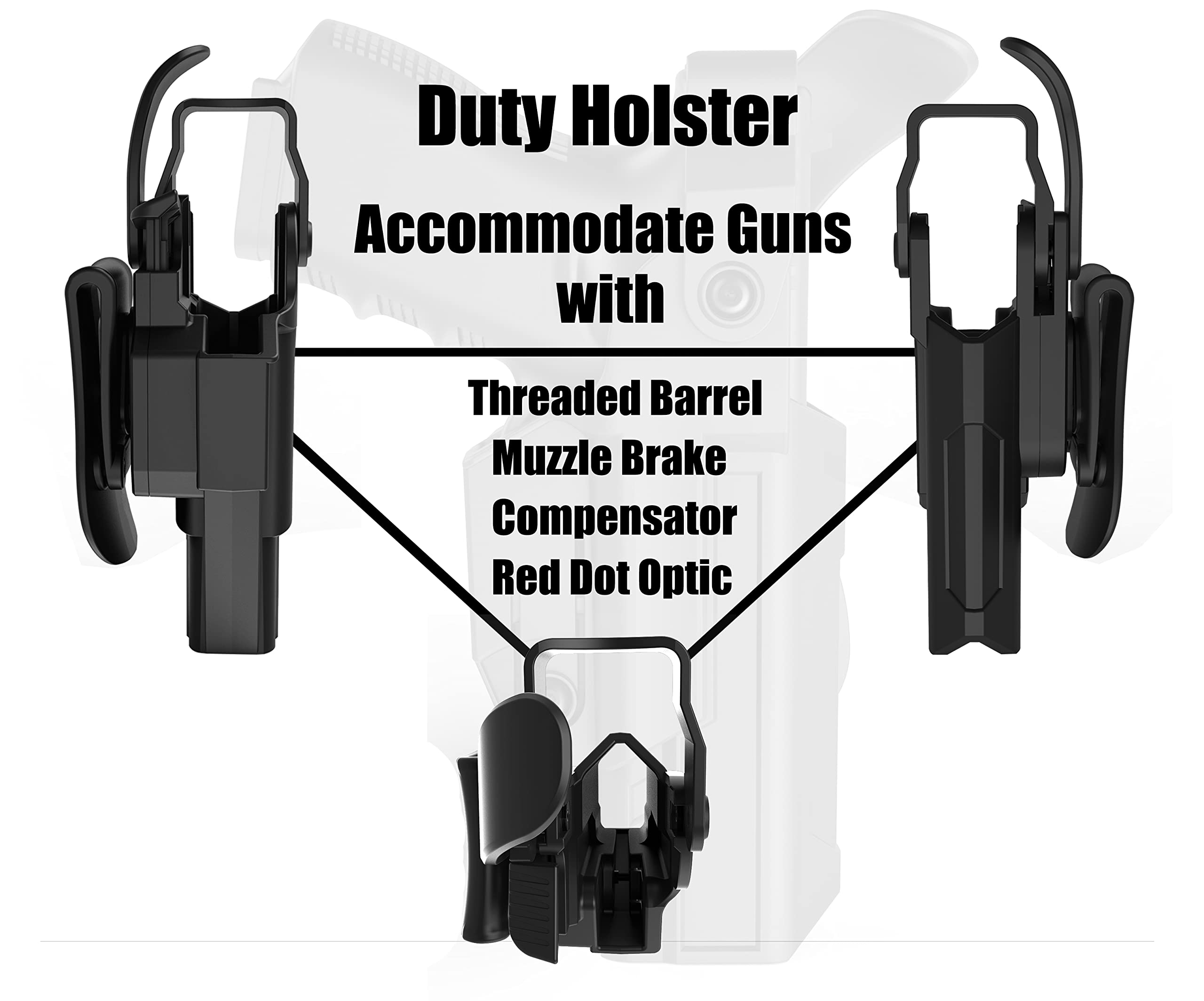 G19 Level 3 Retention Duty Holster for Gen 1 2 3 4 5 Glock 19/17/19X, Glock 23/32, Glock 45/44, Law Enforcement, Adjustable /Cant Polymer Duty Belt Gun Holster - Right Handed