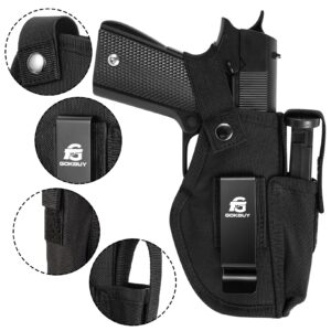 Gokbuy Gun Holster with Magazine Pocket for Pistols 9mm 380 45ACP Glock 17 19 26 27 42 43, IWB/OWB Compact Subcompact Hand Gun Holder Fits S&W M&P SIG, Black