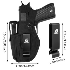 Gokbuy Gun Holster with Magazine Pocket for Pistols 9mm 380 45ACP Glock 17 19 26 27 42 43, IWB/OWB Compact Subcompact Hand Gun Holder Fits S&W M&P SIG, Black