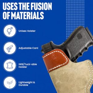 DeSantis Sof-Tuck Gun Holster with Adjustable Cant, Soft No-Slip Suede, Fits S&W SHIELD/RUGER SR9C/SPRINGFIELD HELLCAT, Unisex Holster, Available for Most Concealable Handguns in Right and Left Hand