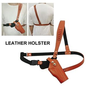 Leather Shoulder Holster, Adjustable Chest Holster Gun Harness Holster with 7 Bullet Holes for Men Women (Black)