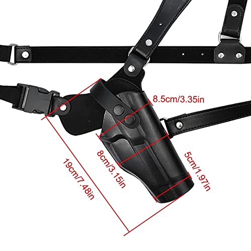 Leather Shoulder Holster, Adjustable Chest Holster Gun Harness Holster with 7 Bullet Holes for Men Women (Black)