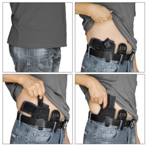 2 Pack Universal IWB Gun Holster for Concealed Carry, Inside The Waistband Pistols Holsters, Fits All Firearms S&W M&P Shield 9/40 Taurus PT111 G2 Sig Sauer P320 Glock 17 19 26 27 42 43