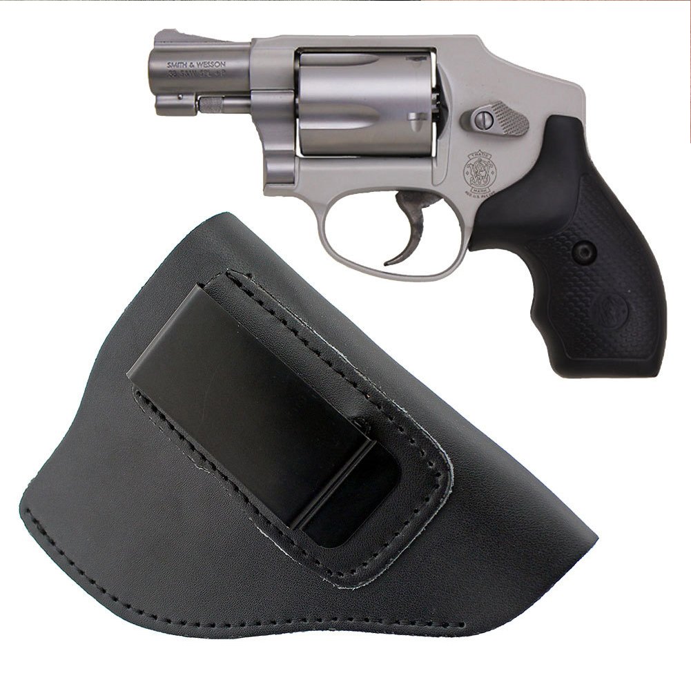 CyberDyer Ultimate IWB Holster Leather Right Hand Pistol Holster for Belts Fits Most Part J Frame 38 Special Revolver Ruger LCR Smith and Wesson Bodyguard Taurus (Black)