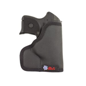 desantis nemesis pocket holster for pistols, made of quality tacky material, ambidextrous, unisex gun holster, fits keltec p32, p3at, ruger lcp 380cal, taurus 738 tcp 380cal, black