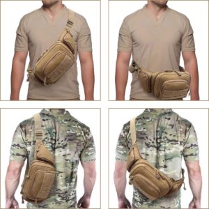 LIVANS Concealed Carry Fanny Pack Holster, Tactical Conceal Carry Pistol Bag Mens Gun Carry Concealment Holster Fits 1911 and G 17,19,20,21 Fits up 55" in Waist Free U.S Flag Patch