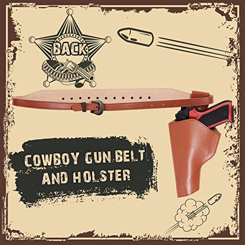 Cowboy Gun Belt and Holster Masquerade Western Holster Cowboy Costume Accessories Vintage Cowboy Cosplay PU Leather Holster Belts for Halloween Party (Right Holster)