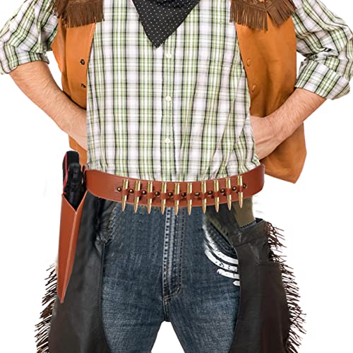 Cowboy Gun Belt and Holster Masquerade Western Holster Cowboy Costume Accessories Vintage Cowboy Cosplay PU Leather Holster Belts for Halloween Party (Right Holster)
