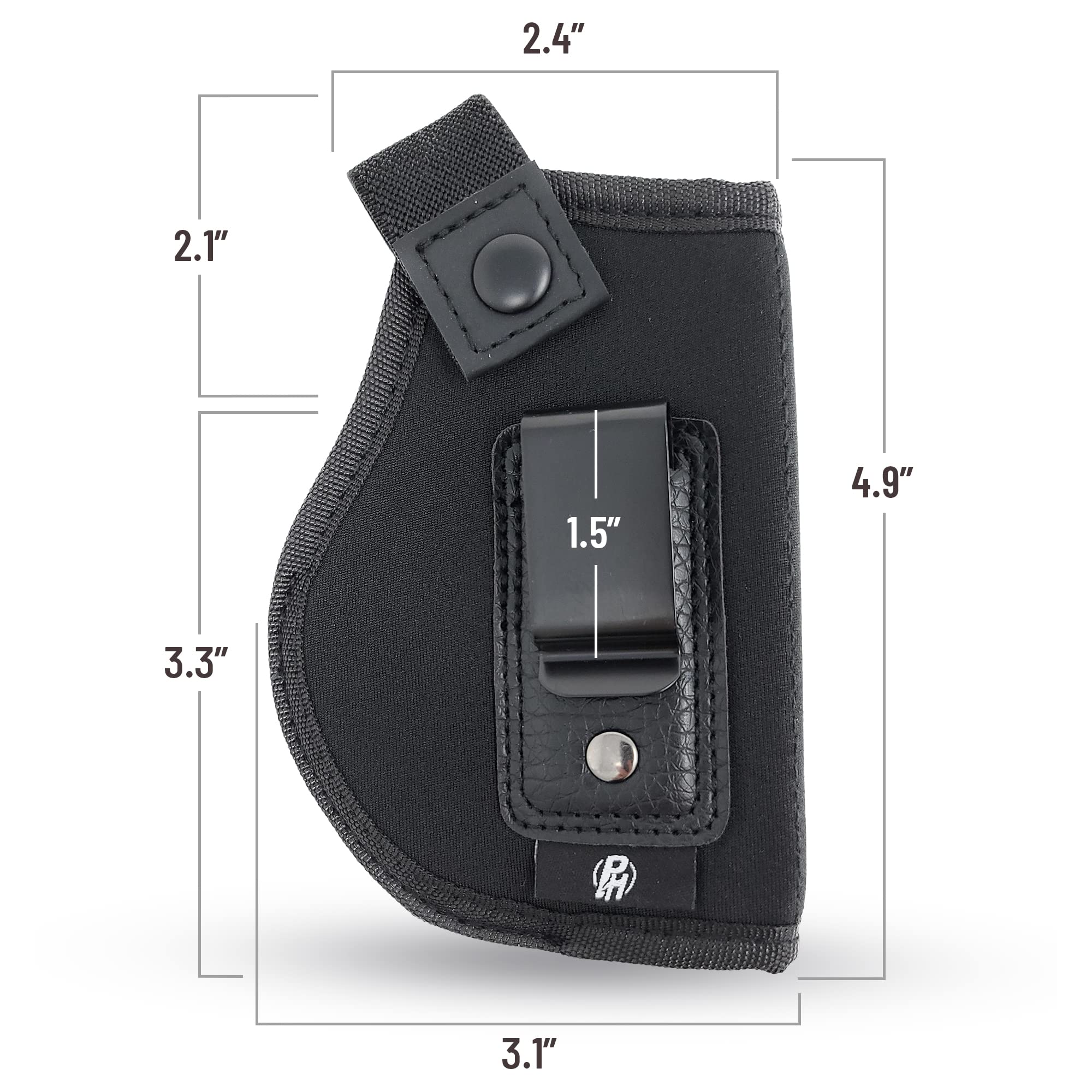 IWB Gun Holster by PH - Concealed Carry Soft Material - Soft Interior - Fits Most Small 380, Keltec, Sig P238, S&W Bodyguard .380 - Remington RM .380 - Ruger TCP - Seecamp LWS32 LWS38 (Right)