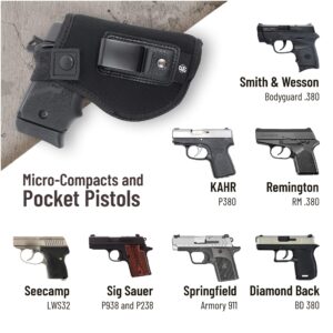 IWB Gun Holster by PH - Concealed Carry Soft Material - Soft Interior - Fits Most Small 380, Keltec, Sig P238, S&W Bodyguard .380 - Remington RM .380 - Ruger TCP - Seecamp LWS32 LWS38 (Right)