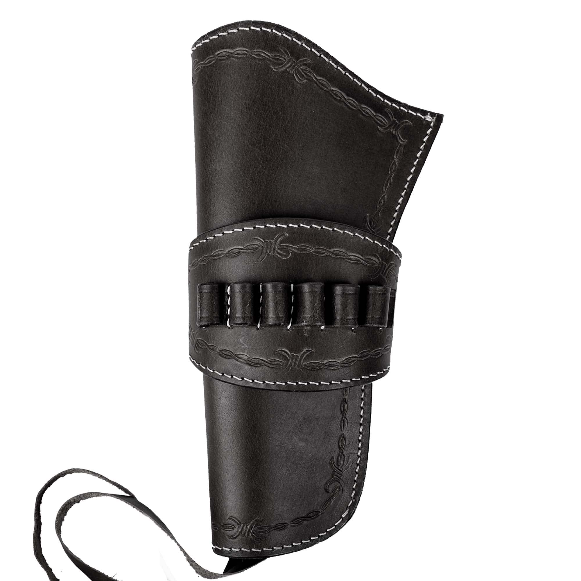 Hulara Leather Cowboy Holster with Ammo Loops .45 Auto, 45 ACP and .44 Cal. Western Holster fit 4" to 8" Western Gun Belts Holster 45 Revolver