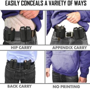 Gun Holster/Double Magazine Pouches for Concealed Carry, Waistband Pistol Holster, Men/Women Universal Handgun Holster for Right/Left Hand (Black)