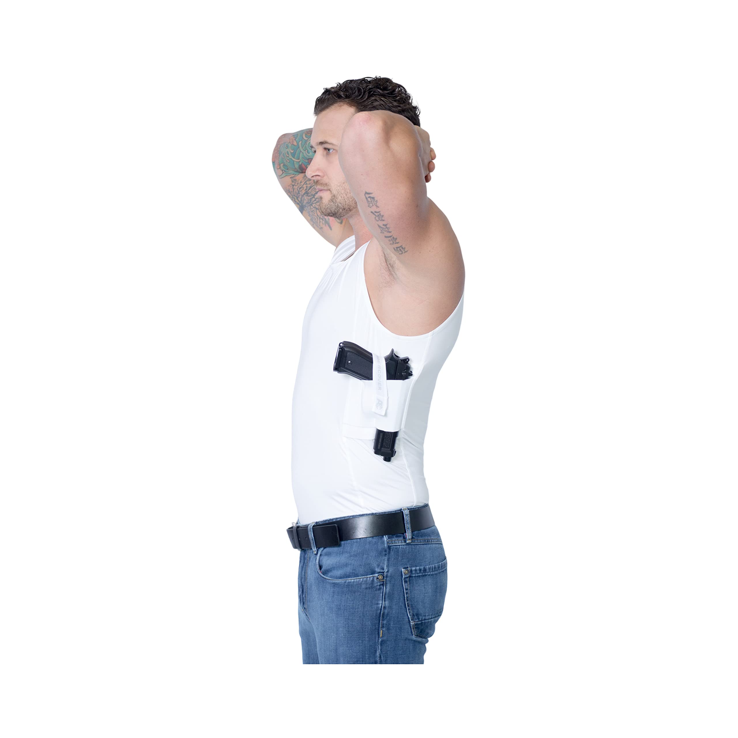 AC UNDERCOVER Concealed Carry Clothing Shirt Tank Top Concealment Gun Holster CCW Tactical (White, X-Large)