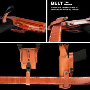 Premium Leather Vertical Shoulder Holster System with Double Magazine Carrier Fits Standart 1911 5'' BBL Colt, Kimber, para, Springfieldd, R/H Draw Brown Color