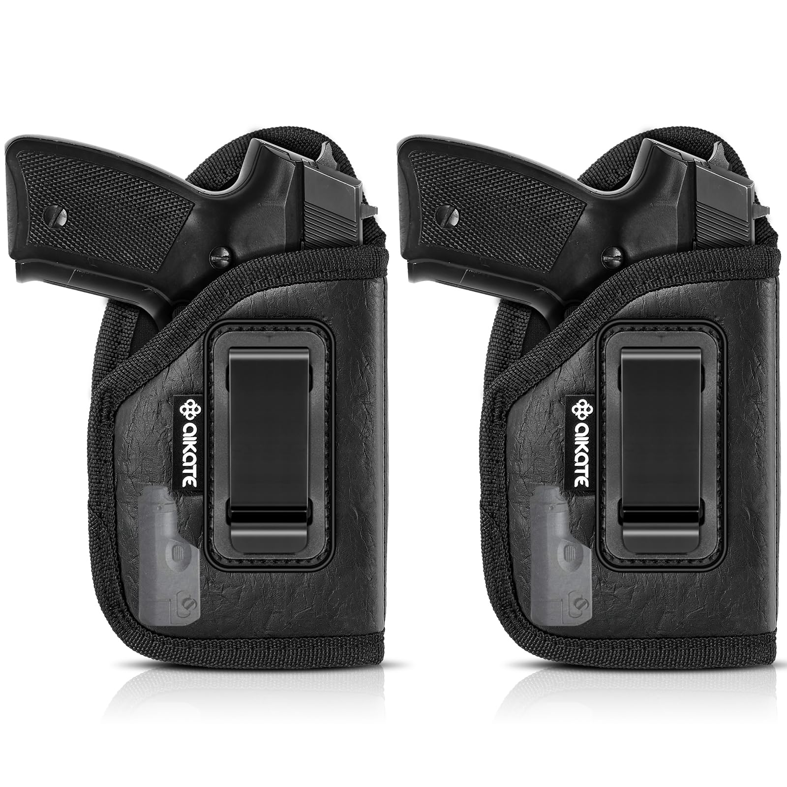 2 PACK IWB Holster with Laser Sight, Concealed Carry Gun Holster for Women/Men, ECO Leather Concealment Inside Waistband Holsters with Metal Clip Fits Most Midsize & Compact 9/40/45 & Laser Attachment