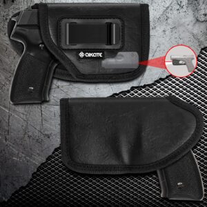 2 PACK IWB Holster with Laser Sight, Concealed Carry Gun Holster for Women/Men, ECO Leather Concealment Inside Waistband Holsters with Metal Clip Fits Most Midsize & Compact 9/40/45 & Laser Attachment